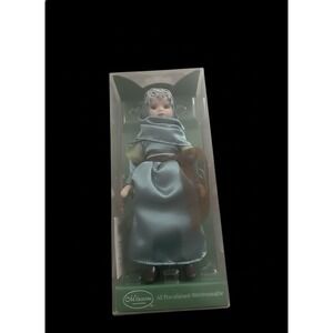 Vintage Porcelain Peasant Doll Hand Painted Bisque Blue Satin Dress 10" New